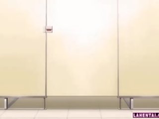 Hentai ung kvinna blir körd från bakom på offentlig toalett