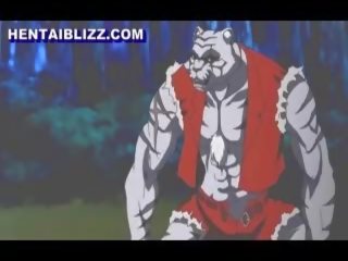 Apanhada mamalhuda anime brutalmente fodido por monstro
