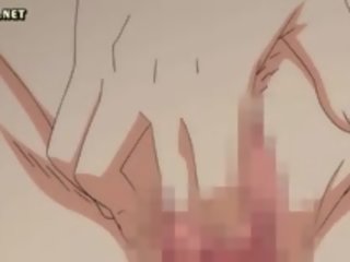 Rødhårete anime blir brystvorter gnidd