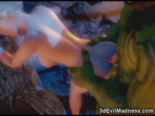 Tatlong-dimensiyonal elf prinsesa ravaged sa pamamagitan ng orc - x sa turing video sa ah-me