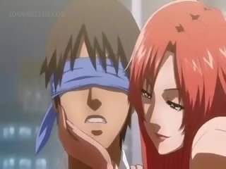 Slutty anime hezká seducing dospívající knoflíček pro trojice