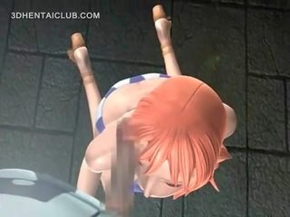 Slutty anime redhead blowing a large prick