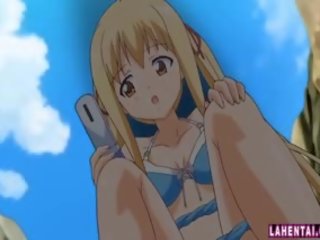 Rubia hentai nena chupa y consigue follada en la playa