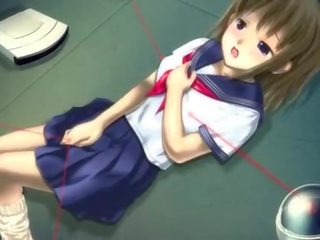 Anime godin in school- uniform masturberen poesje