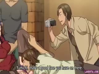 Hentai babeh gets gangbanged infront of the camera