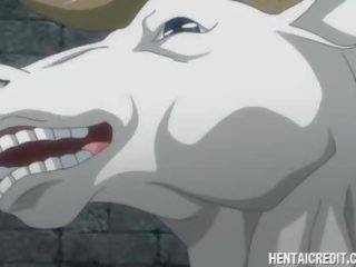 Anime damsel knullet av hest monster