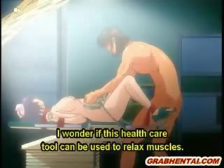 Bekötött hentai ápolónő jelentkeznek elektromos shocks és brutálisan poked