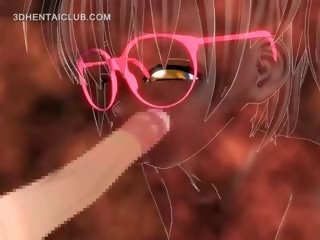 Hentai seductress tvaika noplūde penis izpaužas jizzed par viņai brilles
