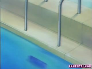 Hentai divinity em maiô fica fodido em o piscina