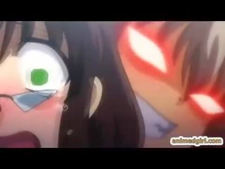 Bystiga hentai coed dubbel genomslag av shemale animen