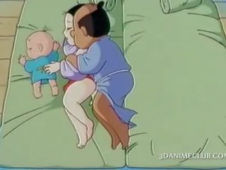 Horny anime husband nailing hard his wifes pussy