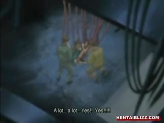 Buah dada besar animasi pornografi brutal groupfucked oleh tentakel dan bandits