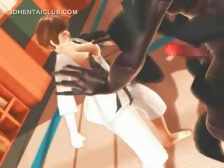 Anime Karate deity Gagging On A Massive peter In 3d
