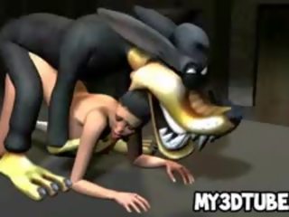 Superior 3d multik brunet feature gets fucked by a wolf