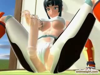 3D Japanese animated shemale gets handjob by busty