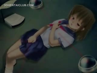 Hentai galleta en escuela uniforme masturbándose coño