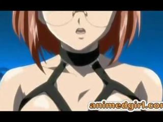 Roped hentai blir dubbel dicks körd av shemale animen