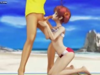 Pretty Hentai Teenie Playing With penis On Beach