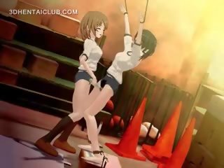 Attaché jusqu'à hentaï l'anime seductress obtient minou vibed dur