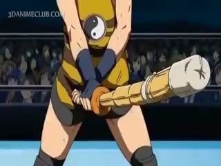 Gigantyczne wrestler hardcore pieprzenie za słodkie anime młody kobieta