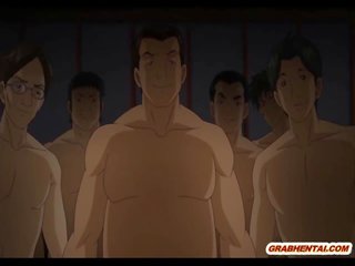 Krūtinga anime mišrūs studentai žiauriai gangbanged ir cummed allbody