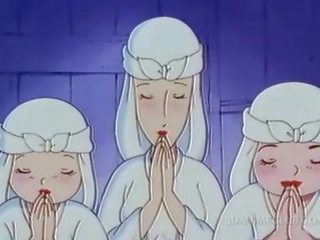 Naked hentai nun having dirty film for the first time